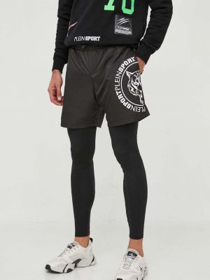 Spodnie sportowe z nadrukiem Plein Sport czarne