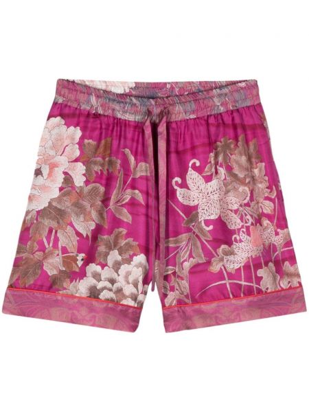 Svilene bermuda kratke hlače s cvjetnim printom s printom Pierre-louis Mascia ljubičasta