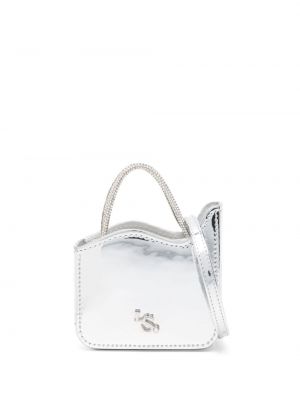 Δερμάτινη τσάντα με πετραδάκια Le Silla ασημί