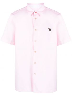 Koszula bawełniana w zebrę Ps Paul Smith różowa
