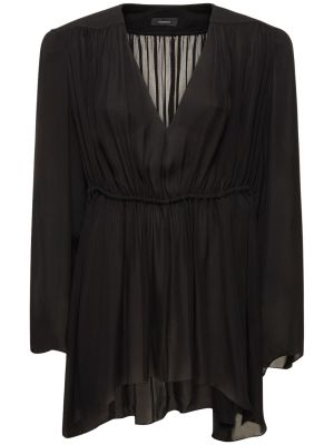 Копринена мини рокля с v-образно деколте Wardrobe.nyc черно