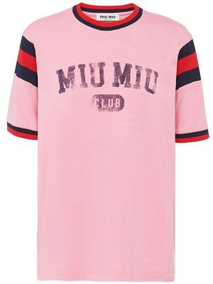 Jersey trykt t-skjorte Miu Miu rosa