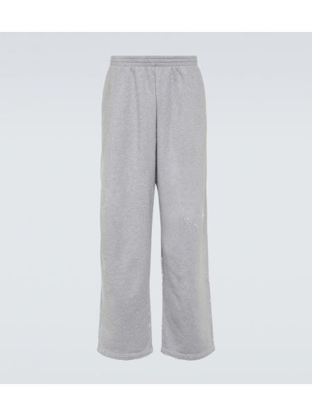 Памучни флийс спортни панталони Balenciaga сиво
