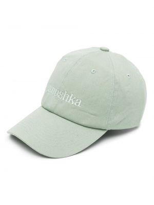 Памучна шапка с козирки бродирана Nanushka зелено