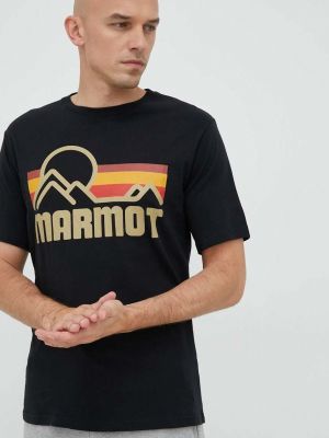 Marmot pamut póló fekete, nyomott mintás