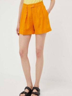 Pantaloni cu talie înaltă de in Sisley portocaliu