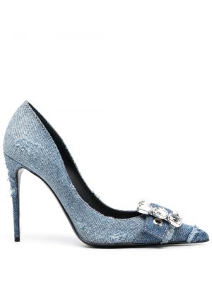 Pantofi cu toc de cristal Dolce & Gabbana albastru