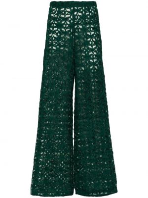 Φλοράλ παντελόνι από διχτυωτό με δαντέλα Andrea Iyamah πράσινο