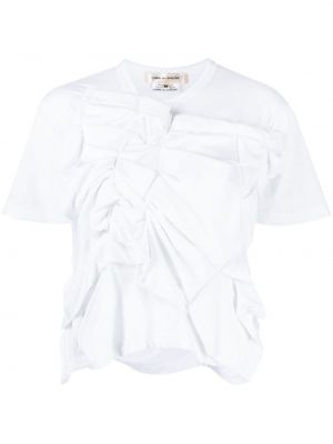 Drapované tričko s kulatým výstřihem Comme Des Garçons bílé