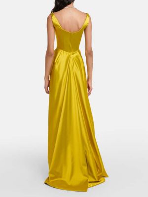 Vestido largo de raso Vivienne Westwood amarillo