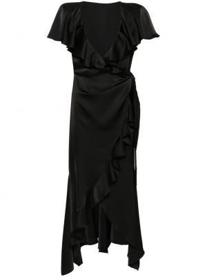 Σατέν μίντι φόρεμα με βολάν Philosophy Di Lorenzo Serafini μαύρο