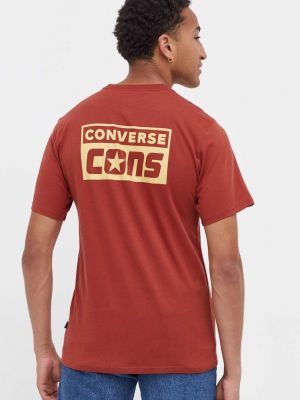 Bavlněné tričko s potiskem Converse červené