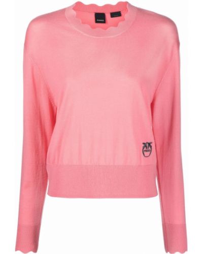 Шерстяной пуловер с вышивкой Pinko, розовый