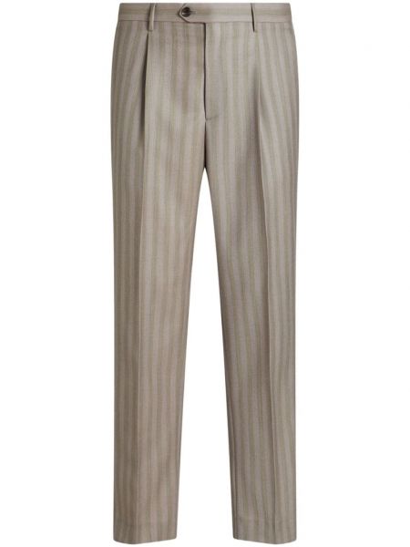 Pruhované rovné kalhoty Etro béžové