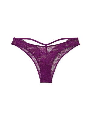 Кружевные бразилианы с вырезом на спине Victoria's Secret фиолетовые