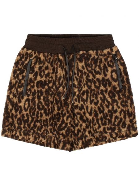 Pantaloni scurți din fleece cu imagine cu model leopard Amiri maro