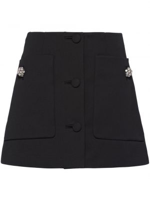 Μάλλινη φούστα με πετραδάκια Prada μαύρο