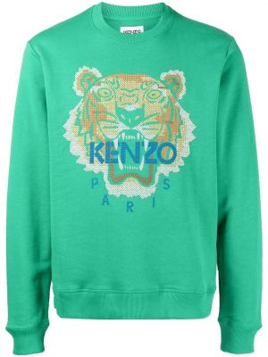 Tigerstripete rund hals trykt sweatshirt Kenzo grønn