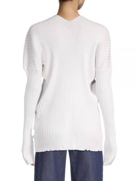Шерстяной свитер с v-образным вырезом Bottega Veneta белый