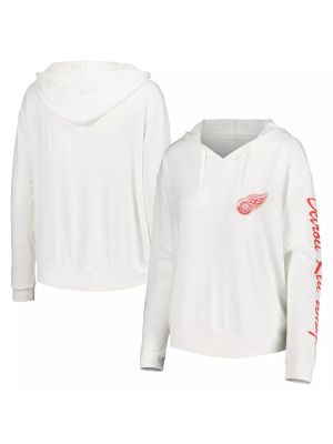 Женская футболка с капюшоном и длинными рукавами Concepts Sport Detroit Red Wings Accord Hacci белая