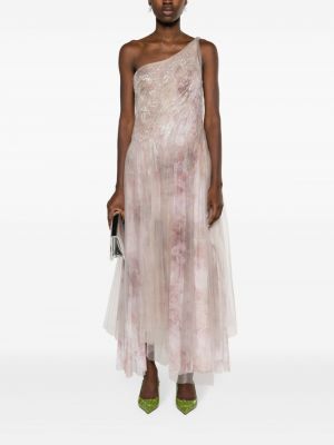 Sukienka koktajlowa asymetryczna Ralph Lauren Collection fioletowa