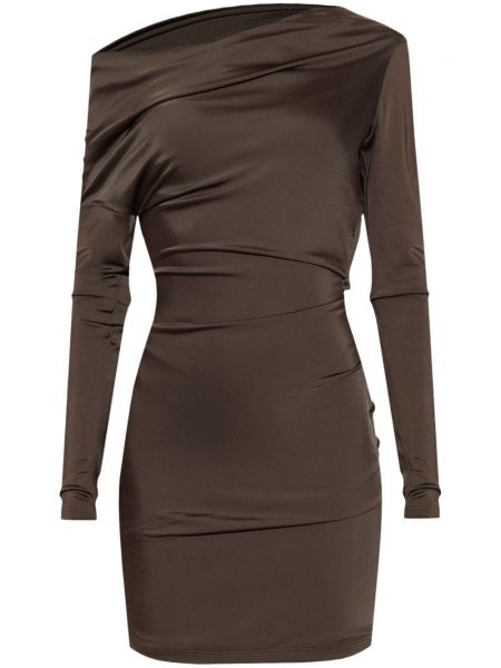 Asymmetrisk jersey kjole Alexander Mcqueen brun