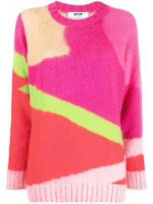 Sweter w abstrakcyjne wzory Msgm różowy