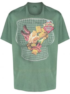 Raštuotas medvilninis marškinėliai Doublet žalia
