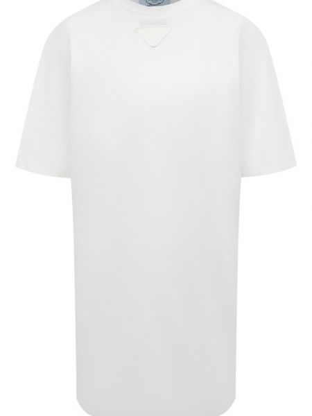 Белая хлопковая футболка Prada