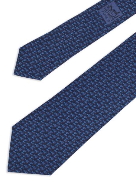 Cravate en soie à motif géométrique Hermès Pre-owned bleu