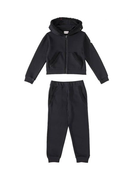 Puuvilla verryttelyhousut tytöille Moncler Enfant musta