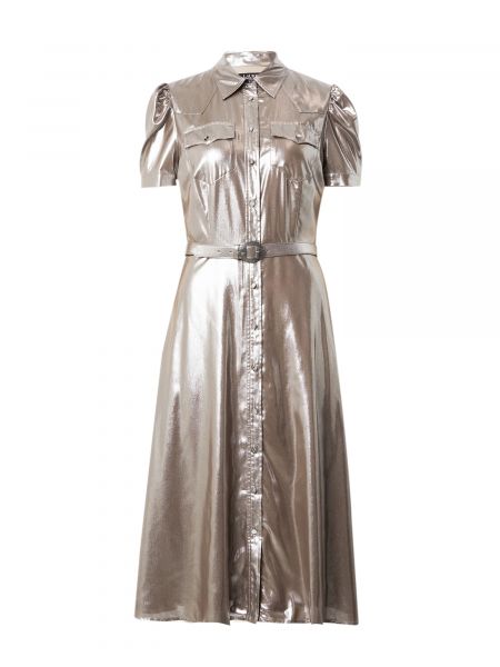 Šaty s golierom Lauren Ralph Lauren strieborná