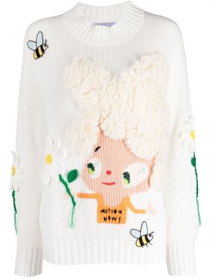 Dzianinowy sweter z nadrukiem Mira Mikati biały