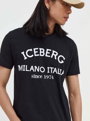 Памучна тениска с дълъг ръкав с принт Iceberg черно