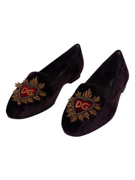 Mocasines de terciopelo‏‏‎ Dolce & Gabbana violeta