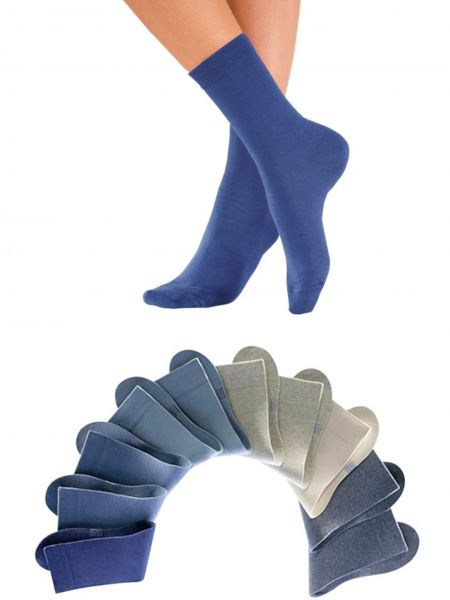 Bavlnené nylonové ponožky s vysokým pásom H.i.s - modrá
