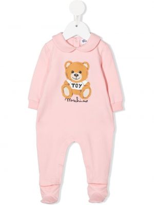 Длинная пижама с медведем Moschino Kids, розовая