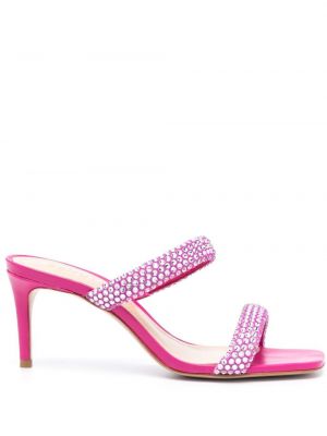 Leder sandale mit kristallen Schutz pink