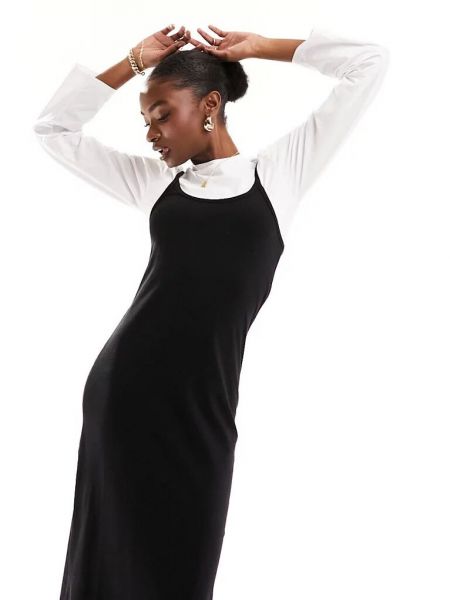 Платье на бретельках с длинным рукавом Threadbare черный
