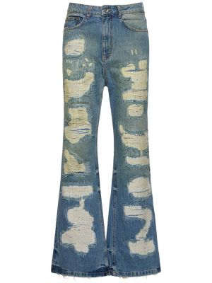 Zvonové džíny s oděrkami Flâneur modré