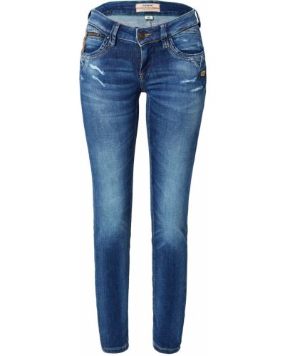 Obnosené džínsy s vysokým pásom na zips Gang - modrá