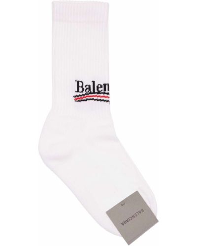 Žakárové bavlněné ponožky Balenciaga bílé