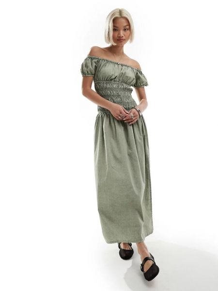 Длинное платье ретро Reclaimed Vintage хаки