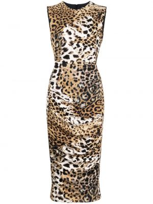 Μίντι φόρεμα με σχέδιο Roberto Cavalli καφέ