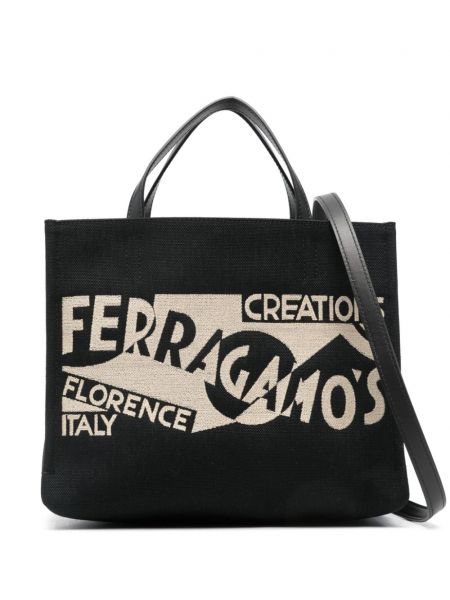 Τσάντα shopper ζακάρ Ferragamo μαύρο
