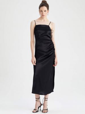 Saténové mini šaty s krátkymi rukávmi Defacto čierna