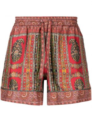 Pantaloni scurți de mătase cu imagine Pierre-louis Mascia roșu