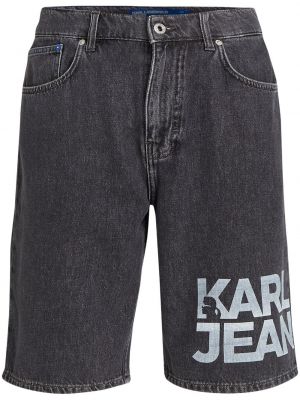 Džínové šortky s potiskem Karl Lagerfeld Jeans černé