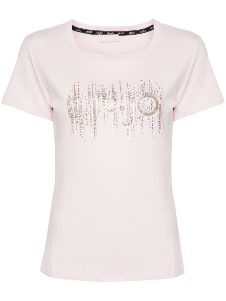 Majica s printom s kristalima Liu Jo ružičasta