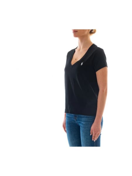 Camiseta de algodón con escote v Ralph Lauren negro